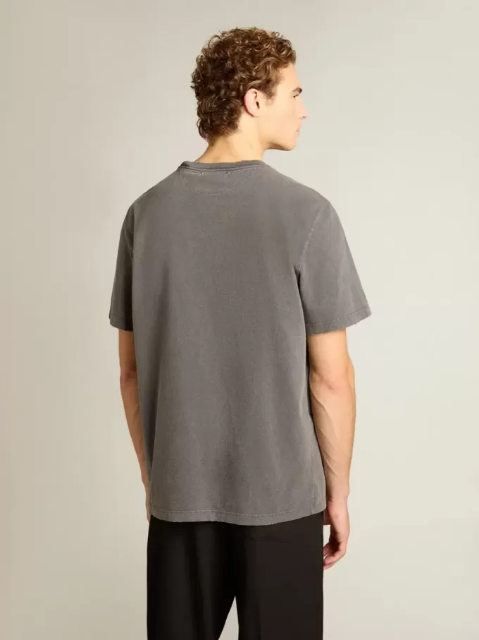 Herren-T-Shirt in Anthrazitgrau mit Distressed-Effekt