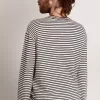 Herren-T-Shirt mit weißen und blauen Streifen und Stickerei auf der Vorderseite