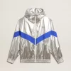 Herren-Windjacke aus silbernem Funktionsmaterial Herren-Windjacke aus silbernem Funktionsmaterial