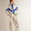 Herren-Windjacke aus silbernem Funktionsmaterial Herren-Windjacke aus silbernem Funktionsmaterial