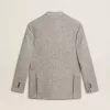 Herren-Zweireiherjacke aus grauer Seide und Chevron-Wolle
