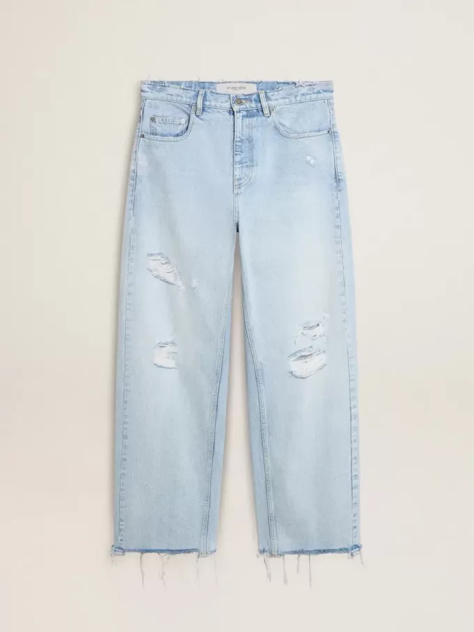 Herrenhose aus Denim mit Used-Effekt