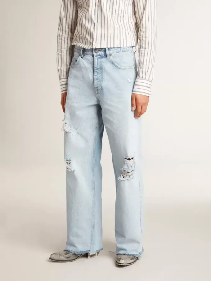 Herrenhose aus Denim mit Used-Effekt