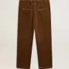 Herrenhose aus dunkelolivfarbenem Cord