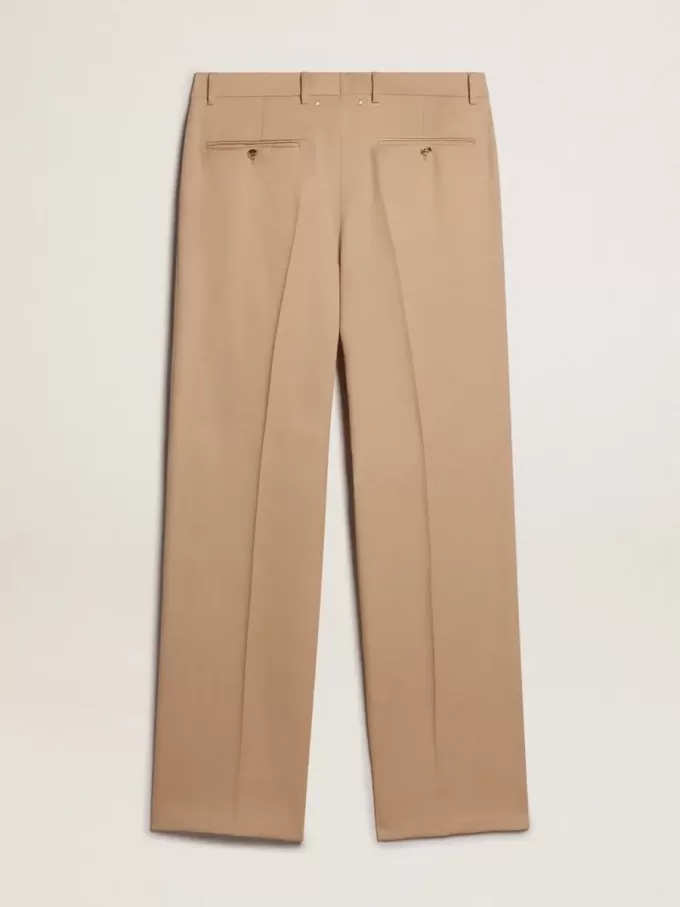 Herrenhose aus Wollgabardine in Sand