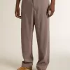 Herrenhose aus Wollmischung in Hellbraun mit Mikro-Chevron-Muster
