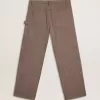 Herrenhose aus Wollmischung in Hellbraun mit Mikro-Chevron-Muster