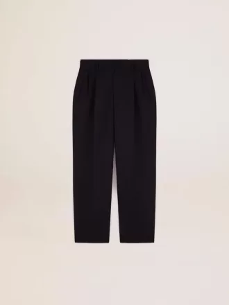 Herrenhose mit weitem Bein aus dunkelblauer Wolle