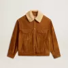 Herrenjacke aus tabakfarbenem Spaltleder mit Lammfellkragen Herrenjacke aus tabakfarbenem Spaltleder mit Lammfellkragen