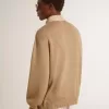 Herrenjacke aus travertinfarbenem Nubukleder mit Ärmeln und Rücken aus Wollmischung