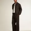 Herrenjacke mit Reißverschluss aus schwarzer Wollgabardine