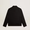Herrenjacke mit Reißverschluss aus schwarzer Wollgabardine