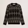 Herrenpullover aus Wollmischung mit Rundhalsausschnitt und Jacquard-Argyle-Muster