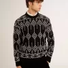 Herrenpullover aus Wollmischung mit Rundhalsausschnitt und Jacquard-Argyle-Muster