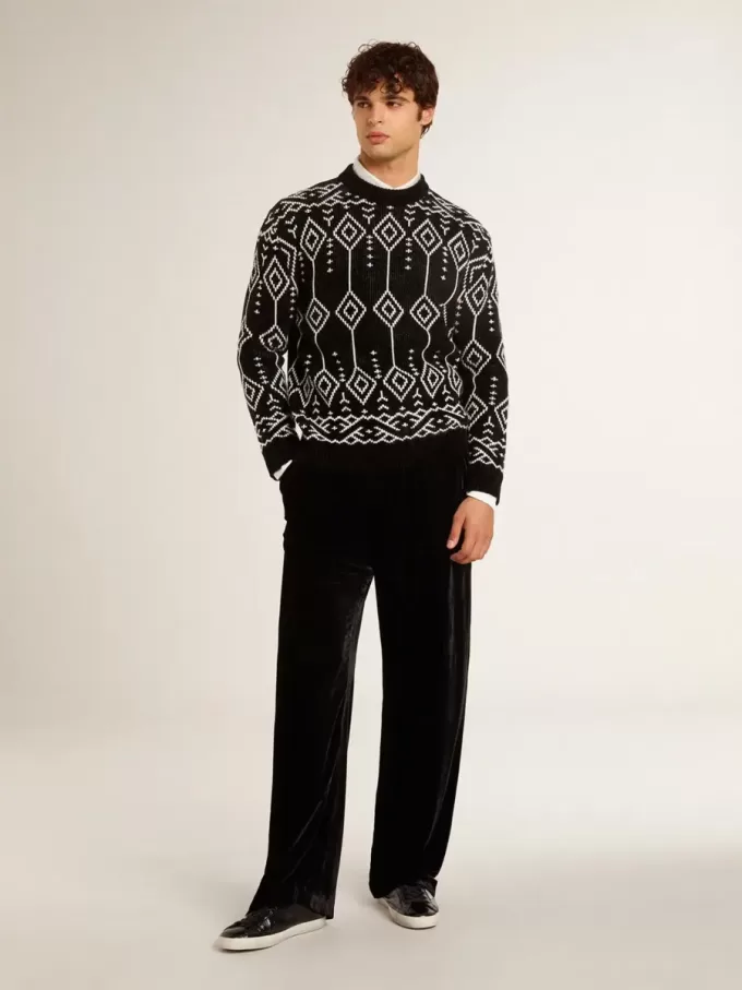 Herrenpullover aus Wollmischung mit Rundhalsausschnitt und Jacquard-Argyle-Muster