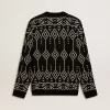 Herrenpullover aus Wollmischung mit Rundhalsausschnitt und Jacquard-Argyle-Muster