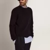 Herrenpullover mit Rundhalsausschnitt aus dunkelblauer Baumwolle