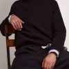 Herrenpullover mit Rundhalsausschnitt aus dunkelblauer Baumwolle mit Logo