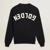 Herrenpullover mit Rundhalsausschnitt aus dunkelblauer Baumwolle mit Logo