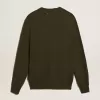 Herrenpullover mit Rundhalsausschnitt aus militärgrüner Baumwolle
