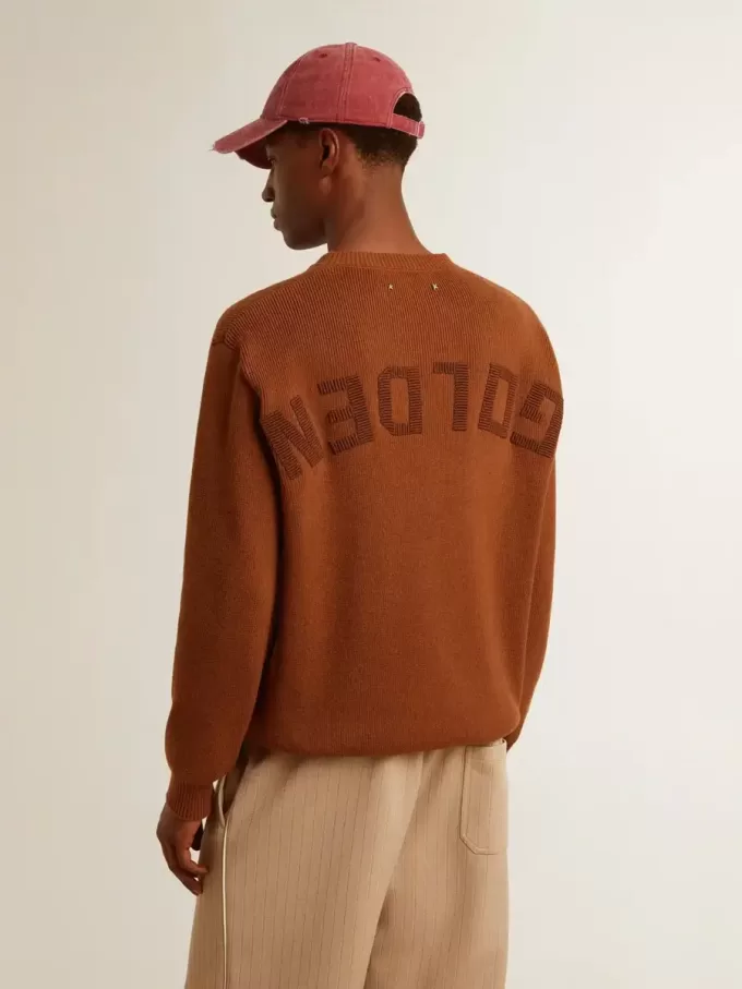 Herrenpullover mit Rundhalsausschnitt und Logo auf der Rückseite