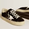 Hi Star aus schwarzem Samt mit weißem Lederstern und Wildleder-Fersenlasche