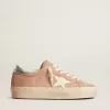 Hi Star für Damen aus rosa Wildleder mit cremefarbenem Stern und silberner Lederlasche an der Ferse