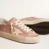 Hi Star für Damen aus rosa Wildleder mit cremefarbenem Stern und silberner Lederlasche an der Ferse