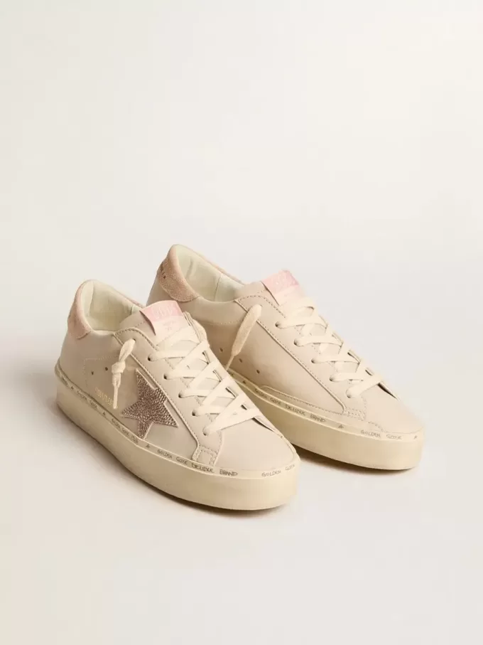 Hi Star LTD aus Nappaleder mit Stern aus Wildleder und rosa Swarovski-Kristallen