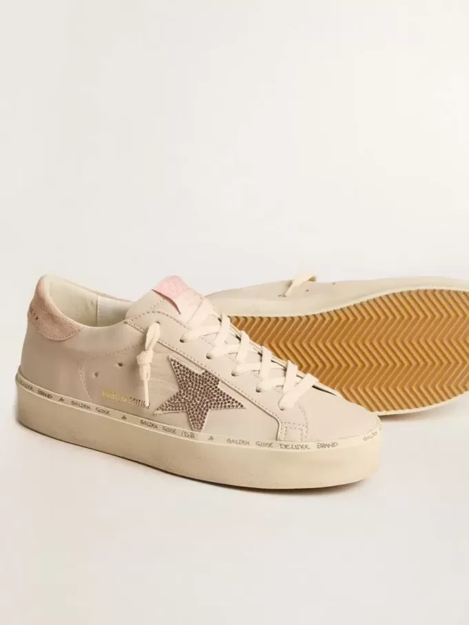 Hi Star LTD aus Nappaleder mit Stern aus Wildleder und rosa Swarovski-Kristallen
