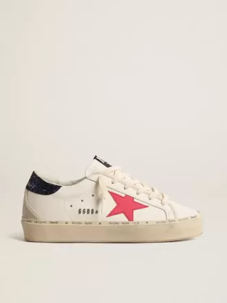 Hi Star mit fuchsiafarbenem Lederstern und blauem Glitzer-Fersenriemen
