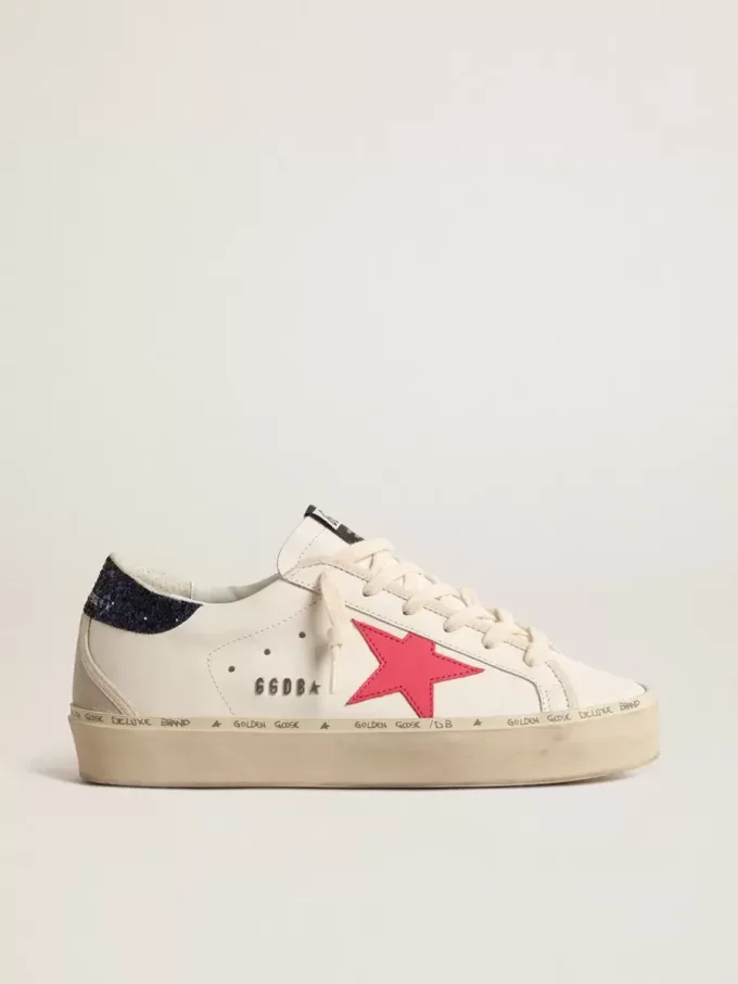 Hi Star mit fuchsiafarbenem Lederstern und blauem Glitzer-Fersenriemen