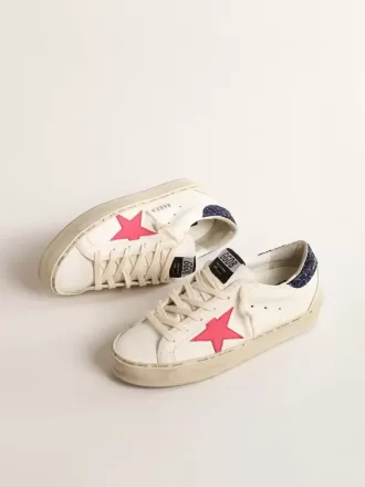 Hi Star mit fuchsiafarbenem Lederstern und blauem Glitzer-Fersenriemen