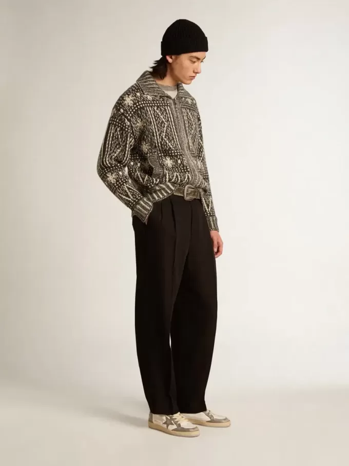 Hose aus schwarzer Woll-Viskose-Mischung Hose aus schwarzer Woll-Viskose-Mischung