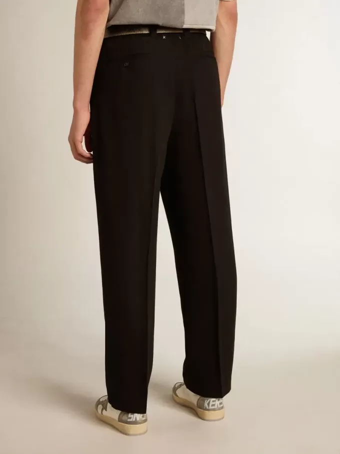 Hose aus schwarzer Woll-Viskose-Mischung Hose aus schwarzer Woll-Viskose-Mischung