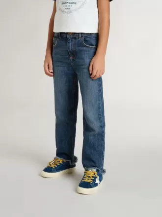 Jeans für Jungen mit offener Kante und Stickerei