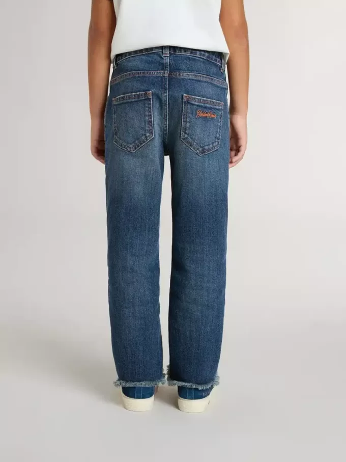 Jeans für Jungen mit offener Kante und Stickerei