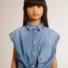 Jeanskleid für Mädchen mit Knoten vorne und Stickerei