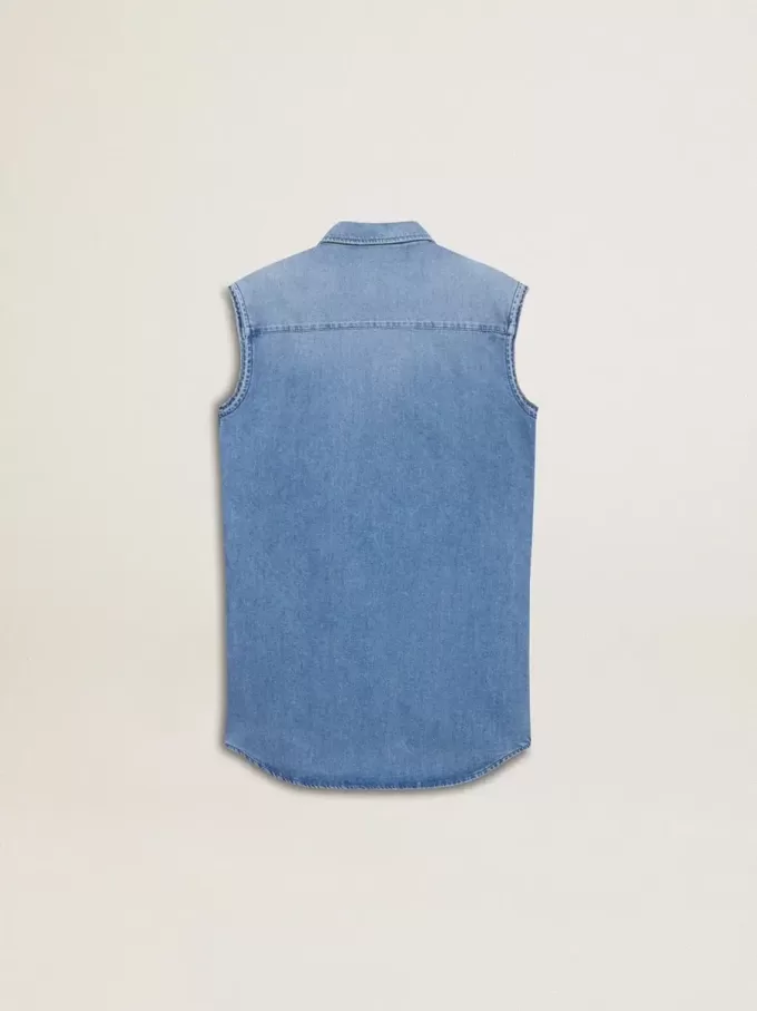 Jeanskleid für Mädchen mit Knoten vorne und Stickerei
