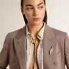 Jewelmates Bolo-Krawattenkette aus schwarzem Leder mit antikgoldenen Metalldetails Jewelmates Bolo-Krawattenkette aus schwarzem Leder mit antikgoldenen Metalldetails