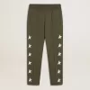 Jogginghose für Jungen in Militärgrün mit weißen Sternen