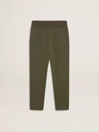 Jogginghose für Jungen in Militärgrün mit weißen Sternen