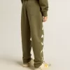Jogginghose für Jungen in Militärgrün mit weißen Sternen