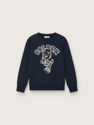 Journey Sweatshirt mit Rundhalsausschnitt für Jungen aus marineblauer Baumwolle mit Maskottchen-Aufdruck