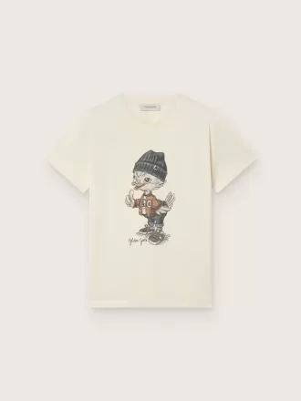 Journey T-Shirt für Jungen aus weißem Baumwolljersey mit digitalem Maskottchen-Print