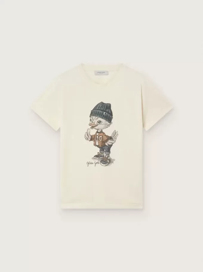 Journey T-Shirt für Jungen aus weißem Baumwolljersey mit digitalem Maskottchen-Print Journey T-Shirt für Jungen aus weißem Baumwolljersey mit digitalem Maskottchen-Print