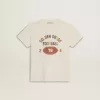Jungen-T-Shirt in Used-Weiß mit mehrfarbigem Schriftzug