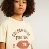 Jungen-T-Shirt in Used-Weiß mit mehrfarbigem Schriftzug