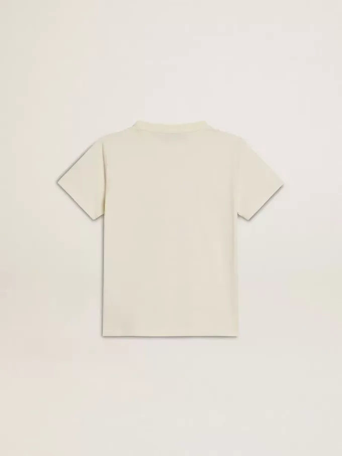 Jungen-T-Shirt in Used-Weiß mit mehrfarbigem Schriftzug