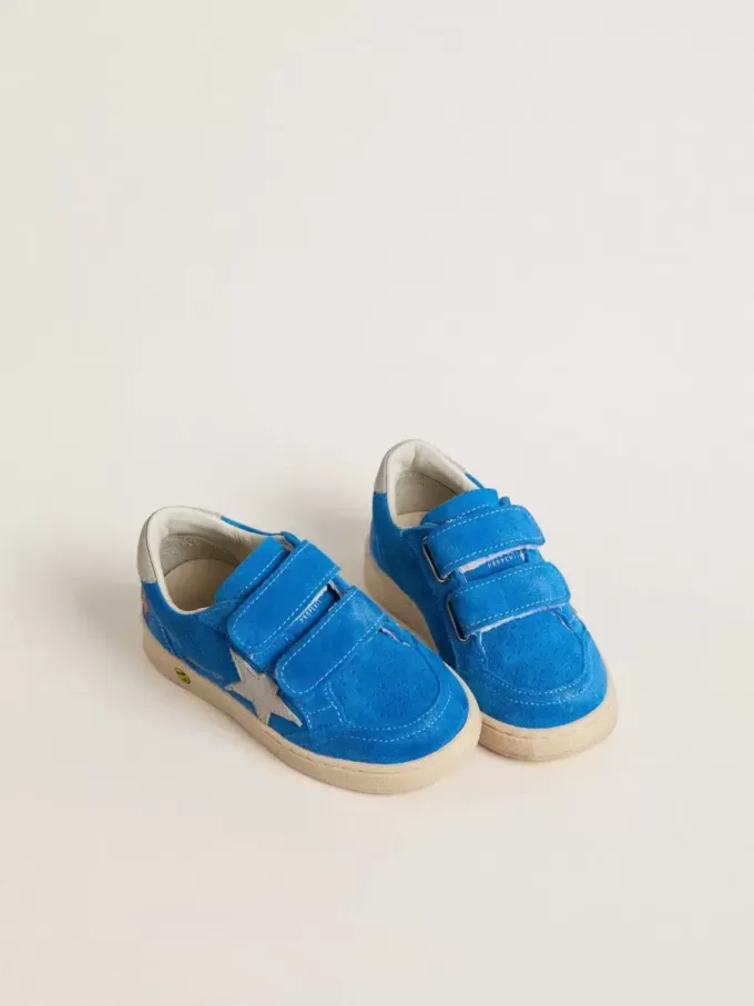 Junior Ball Star aus hellblauem Wildleder mit grauem Nubuk-Stern und Fersenlasche
